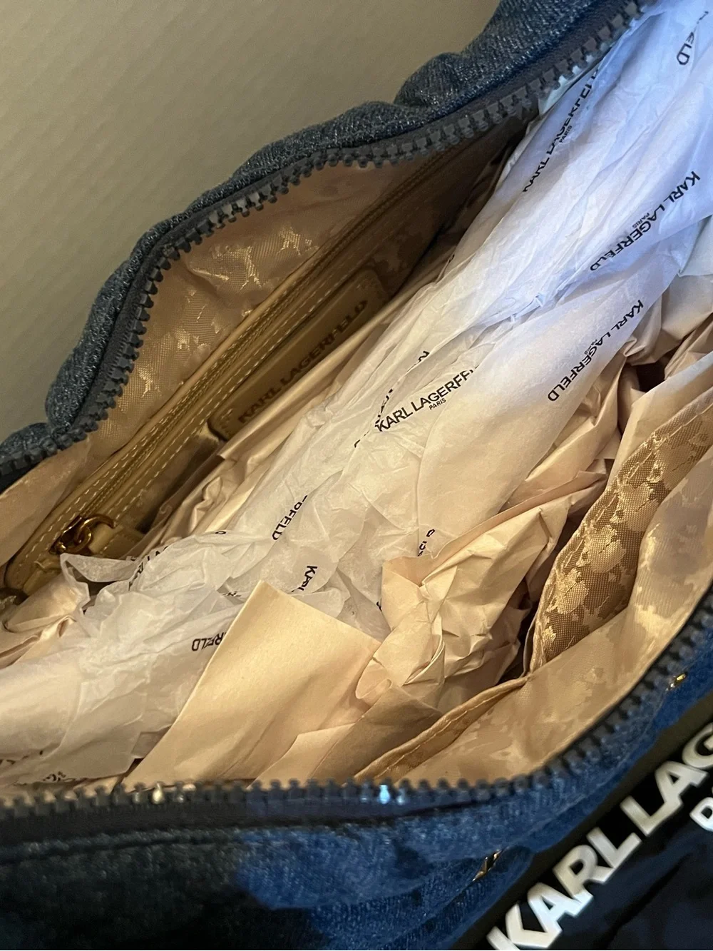 Gorgeous Karl Lagerfeld Paris Quilted Denim Hobo Bag - Blue